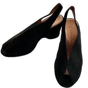 L'Amour Des Pieds Odetta Suede Slingback Pumps Peep Toe Wedge Heel, sz 7.5